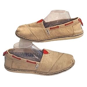 Toms Bimini Burlap Boat Shoe Slip On Canvas Slide On Hemp Loafer Boho Sandal